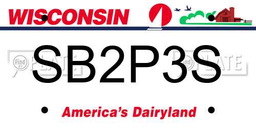 SB2P3S Wisconsin License Plate