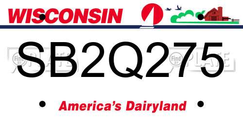 SB2Q275 Wisconsin License Plate