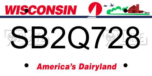 SB2Q728 Wisconsin License Plate