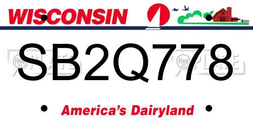 SB2Q778 Wisconsin License Plate