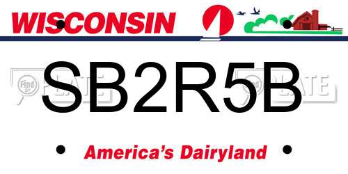 SB2R5B Wisconsin License Plate