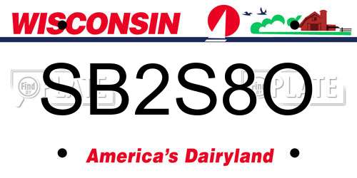 SB2S8O Wisconsin License Plate