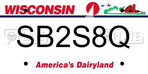 SB2S8Q Wisconsin License Plate
