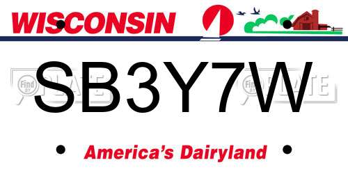 SB3Y7W Wisconsin License Plate