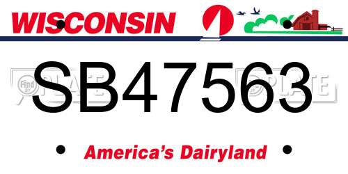 SB47563 Wisconsin License Plate