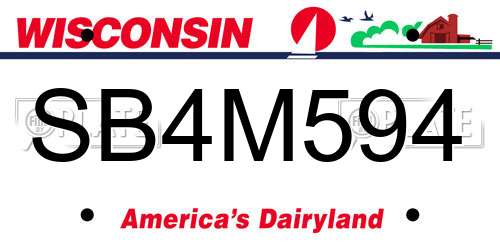 SB4M594 Wisconsin License Plate