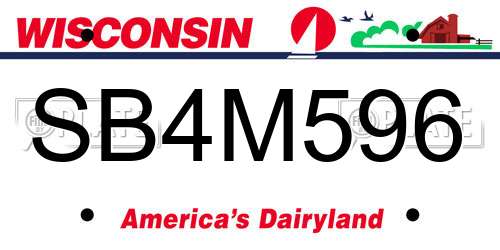SB4M596 Wisconsin License Plate