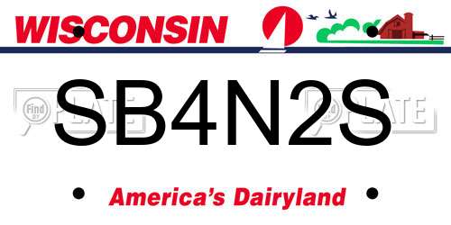 SB4N2S Wisconsin License Plate
