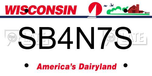 SB4N7S Wisconsin License Plate