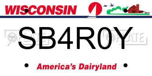 SB4R0Y Wisconsin License Plate