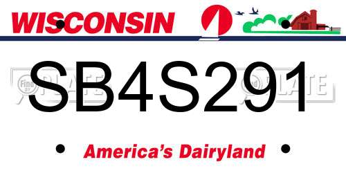 SB4S291 Wisconsin License Plate