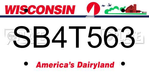 SB4T563 Wisconsin License Plate