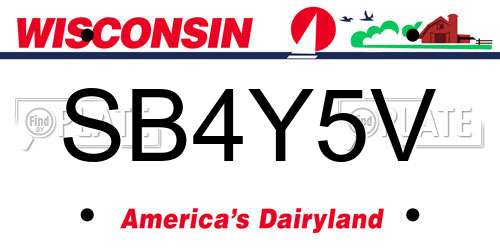 SB4Y5V Wisconsin License Plate