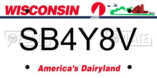 SB4Y8V Wisconsin License Plate