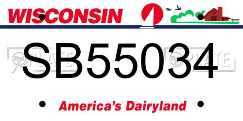 SB55034 Wisconsin License Plate