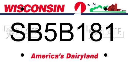 SB5B181 Wisconsin License Plate