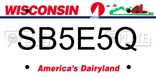 SB5E5Q Wisconsin License Plate