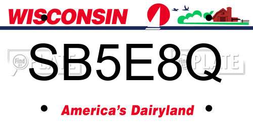 SB5E8Q Wisconsin License Plate