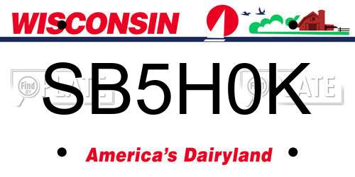 SB5H0K Wisconsin License Plate