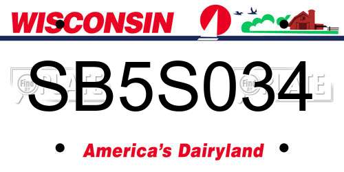 SB5S034 Wisconsin License Plate