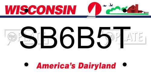 SB6B5T Wisconsin License Plate