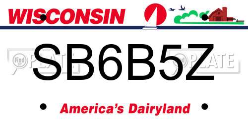 SB6B5Z Wisconsin License Plate