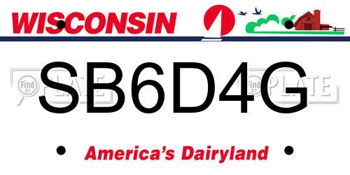 SB6D4G Wisconsin License Plate