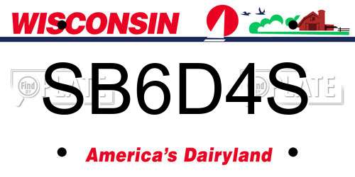 SB6D4S Wisconsin License Plate