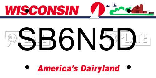 SB6N5D Wisconsin License Plate