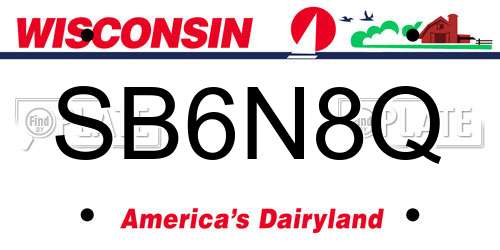 SB6N8Q Wisconsin License Plate