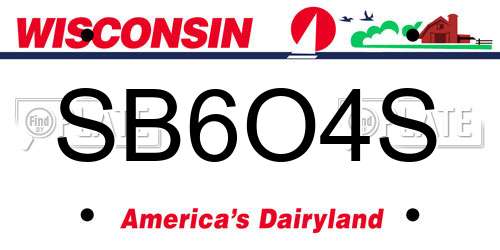 SB6O4S Wisconsin License Plate
