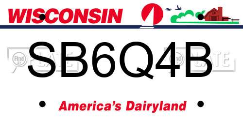 SB6Q4B Wisconsin License Plate