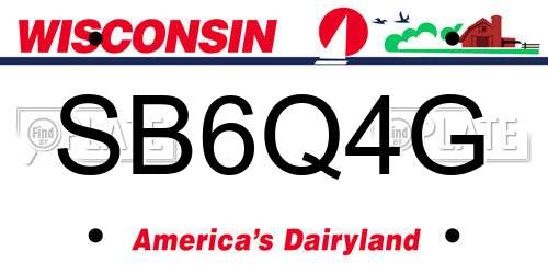 SB6Q4G Wisconsin License Plate