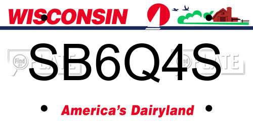 SB6Q4S Wisconsin License Plate