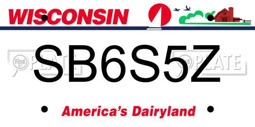 SB6S5Z Wisconsin License Plate