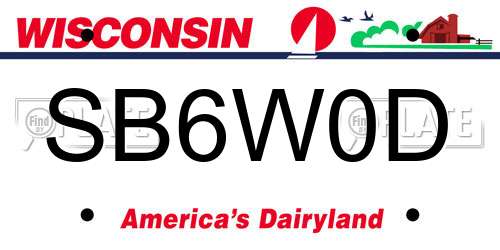 SB6W0D Wisconsin License Plate