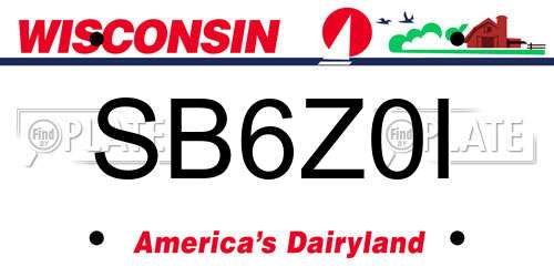 SB6Z0I Wisconsin License Plate