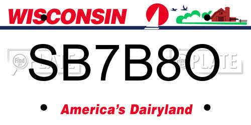 SB7B8O Wisconsin License Plate