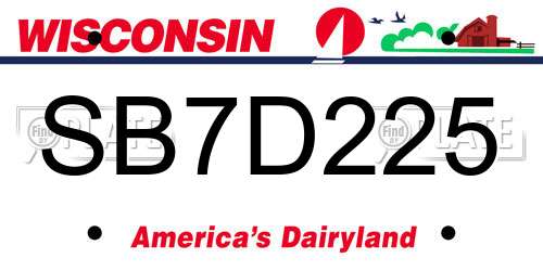 SB7D225 Wisconsin License Plate