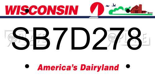 SB7D278 Wisconsin License Plate