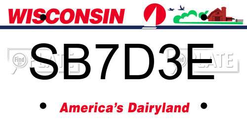 SB7D3E Wisconsin License Plate