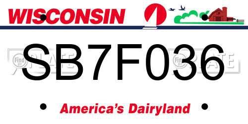 SB7F036 Wisconsin License Plate