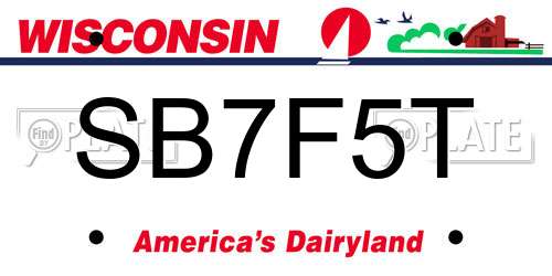 SB7F5T Wisconsin License Plate