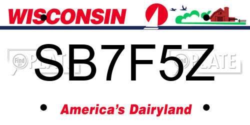 SB7F5Z Wisconsin License Plate