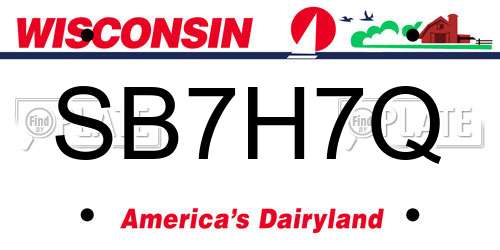 SB7H7Q Wisconsin License Plate