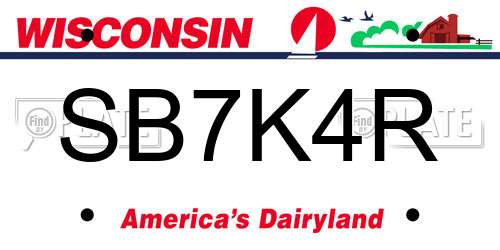 SB7K4R Wisconsin License Plate