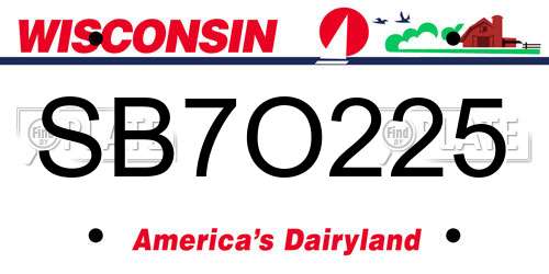 SB7O225 Wisconsin License Plate