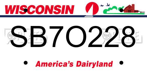 SB7O228 Wisconsin License Plate