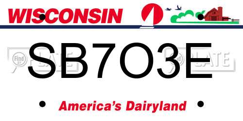 SB7O3E Wisconsin License Plate
