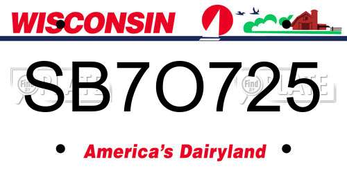 SB7O725 Wisconsin License Plate